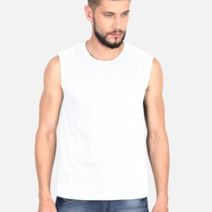 Basic White Men's Sleeveless T-Shirt