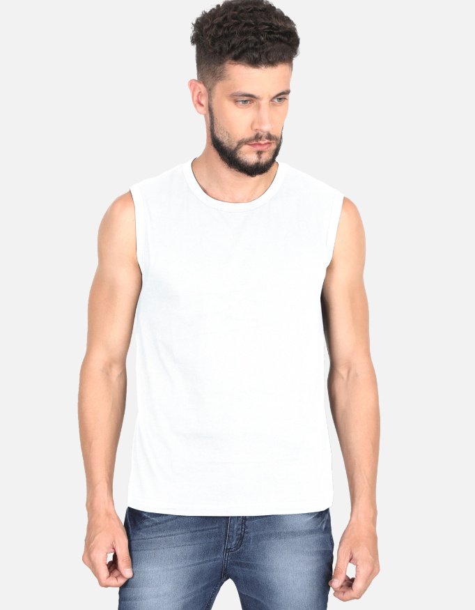 Basic White Men's Sleeveless T-Shirt