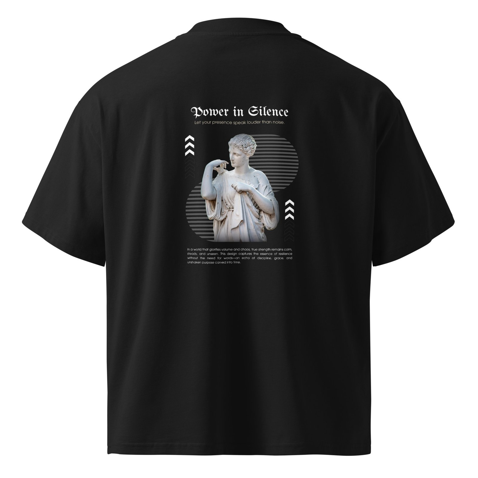 Power in Silence Unisex organic oversized high neck t-shirt - Image 3