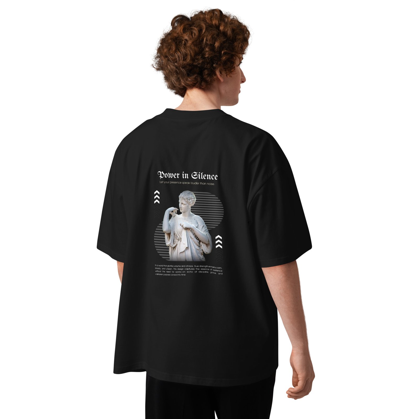 Power in Silence Unisex organic oversized high neck t-shirt