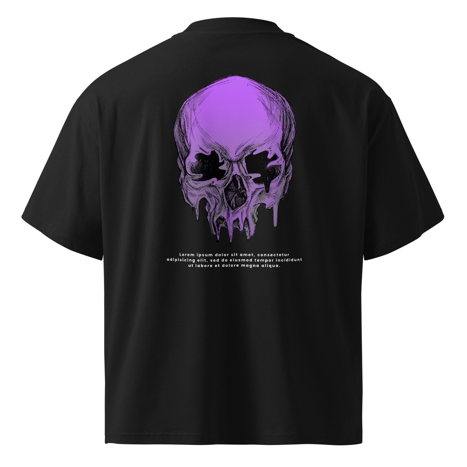 Skull Unisex organic oversized high neck t-shirt - Image 3