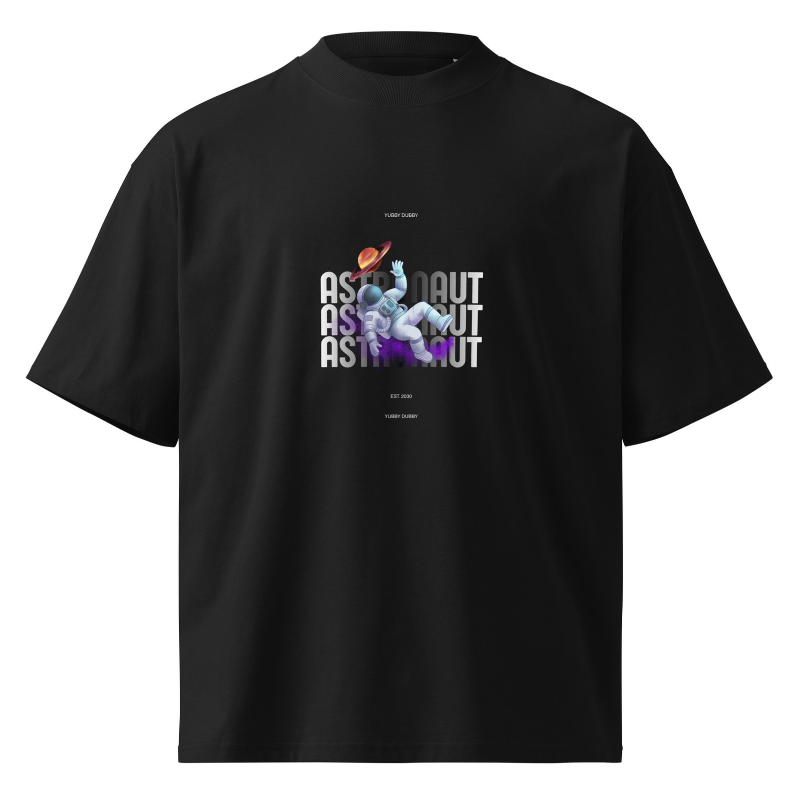 Astronaut Unisex organic oversized high neck t-shirt - Image 3