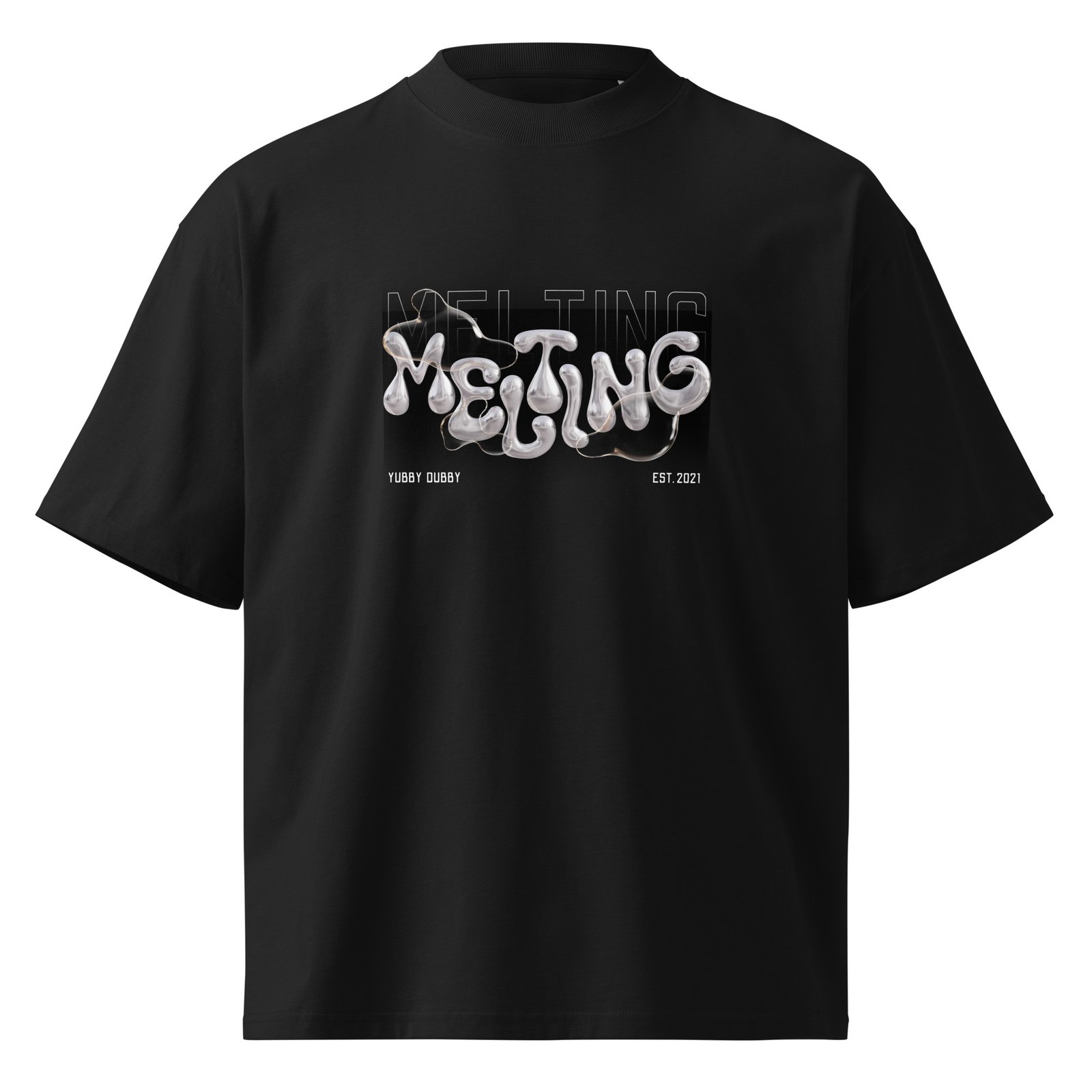 Melting Unisex organic oversized high neck t-shirt - Image 2