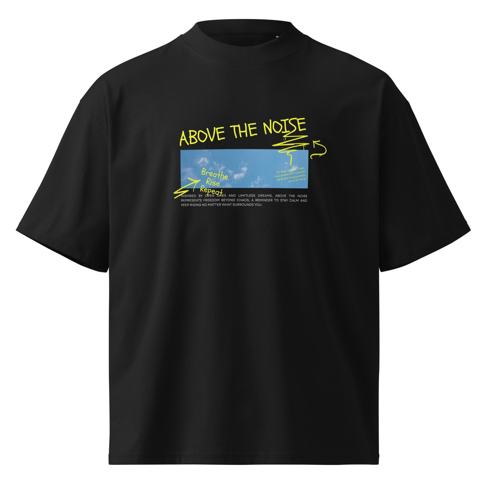 Above the Noise Unisex organic oversized high neck t-shirt - Image 2