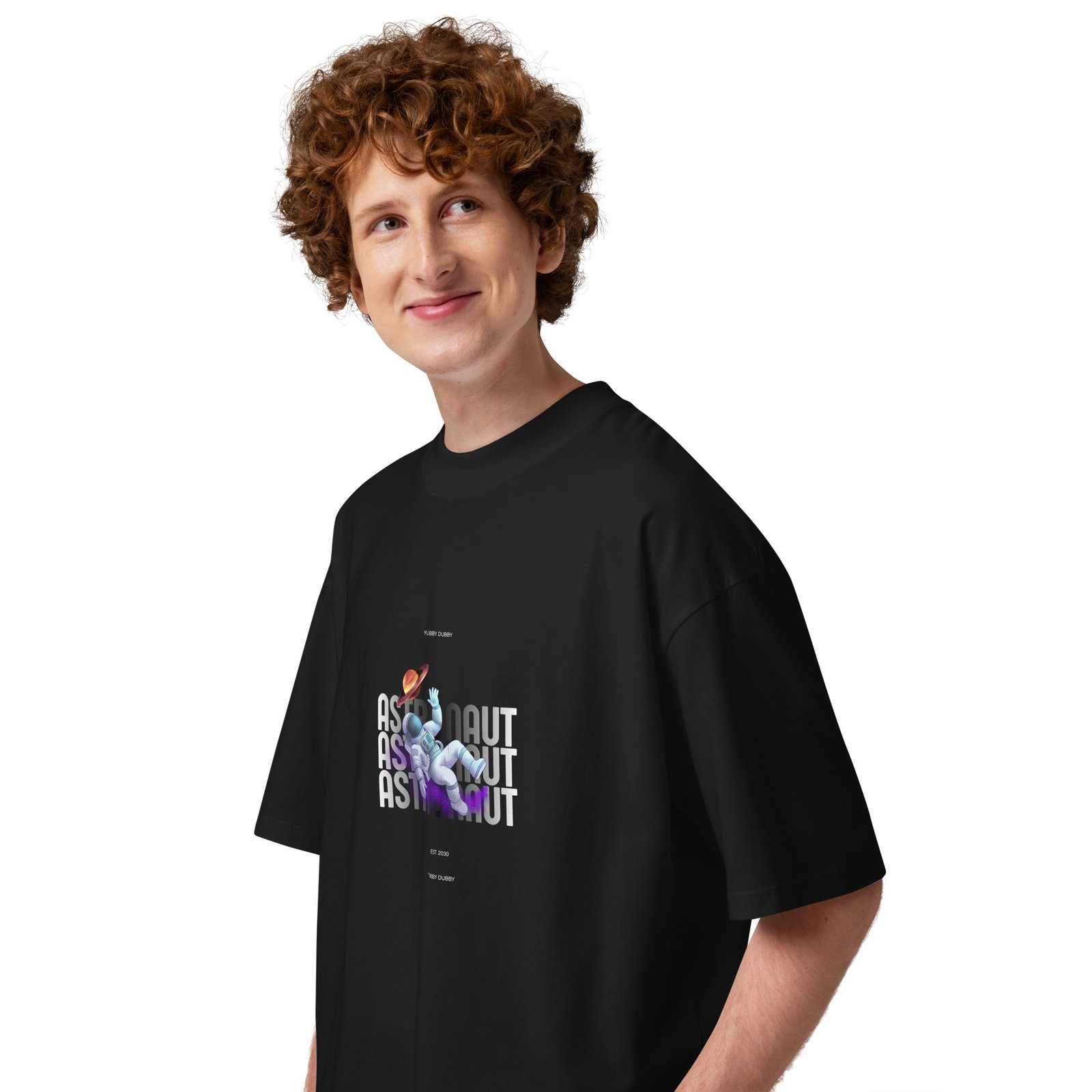 Astronaut Unisex organic oversized high neck t-shirt - Image 20