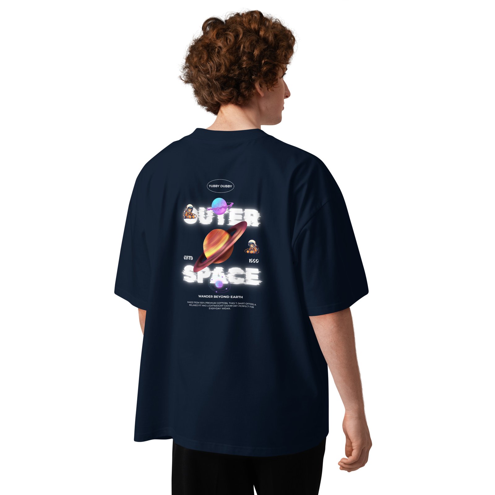 Astronaut Unisex organic oversized high neck t-shirt - Image 16