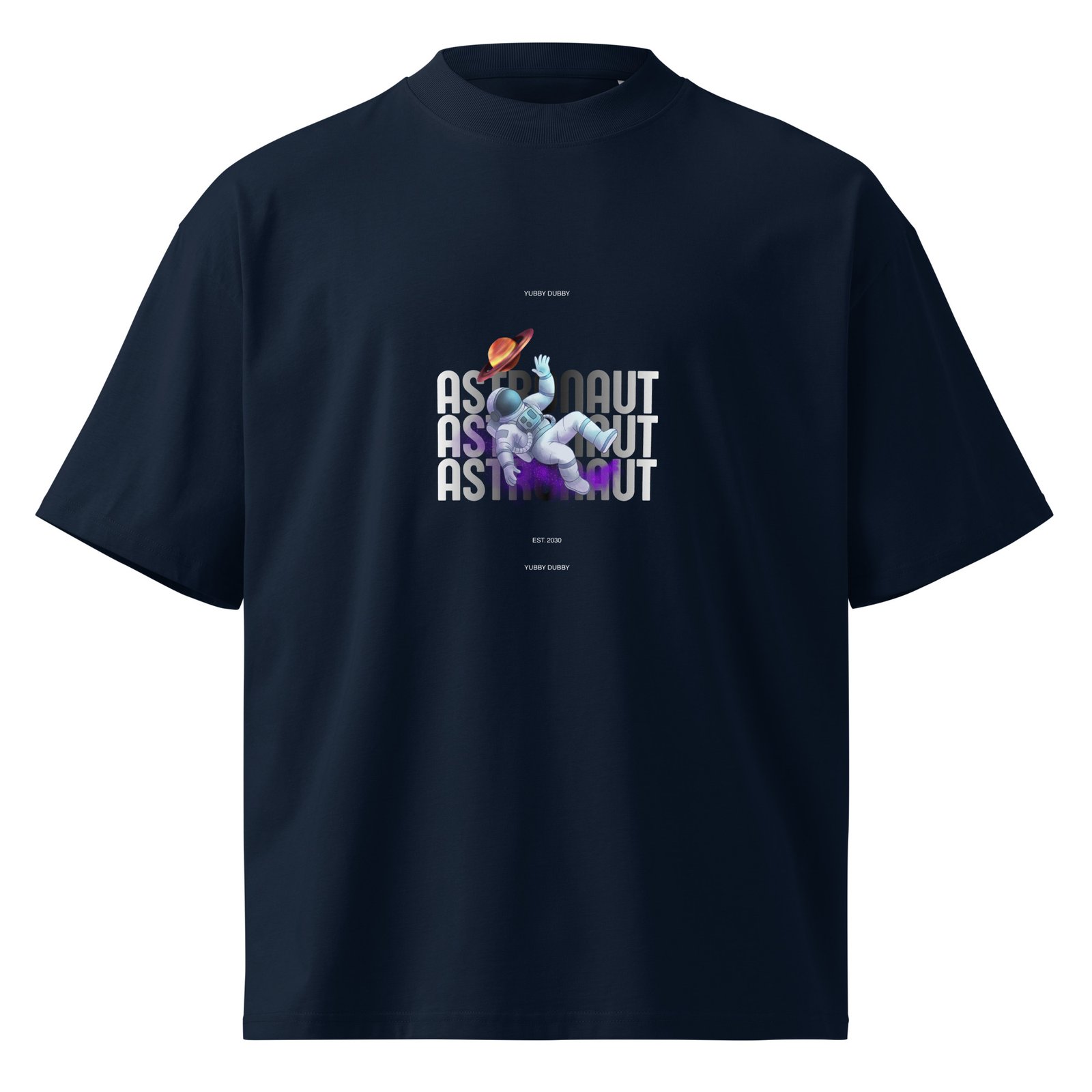 Astronaut Unisex organic oversized high neck t-shirt - Image 2