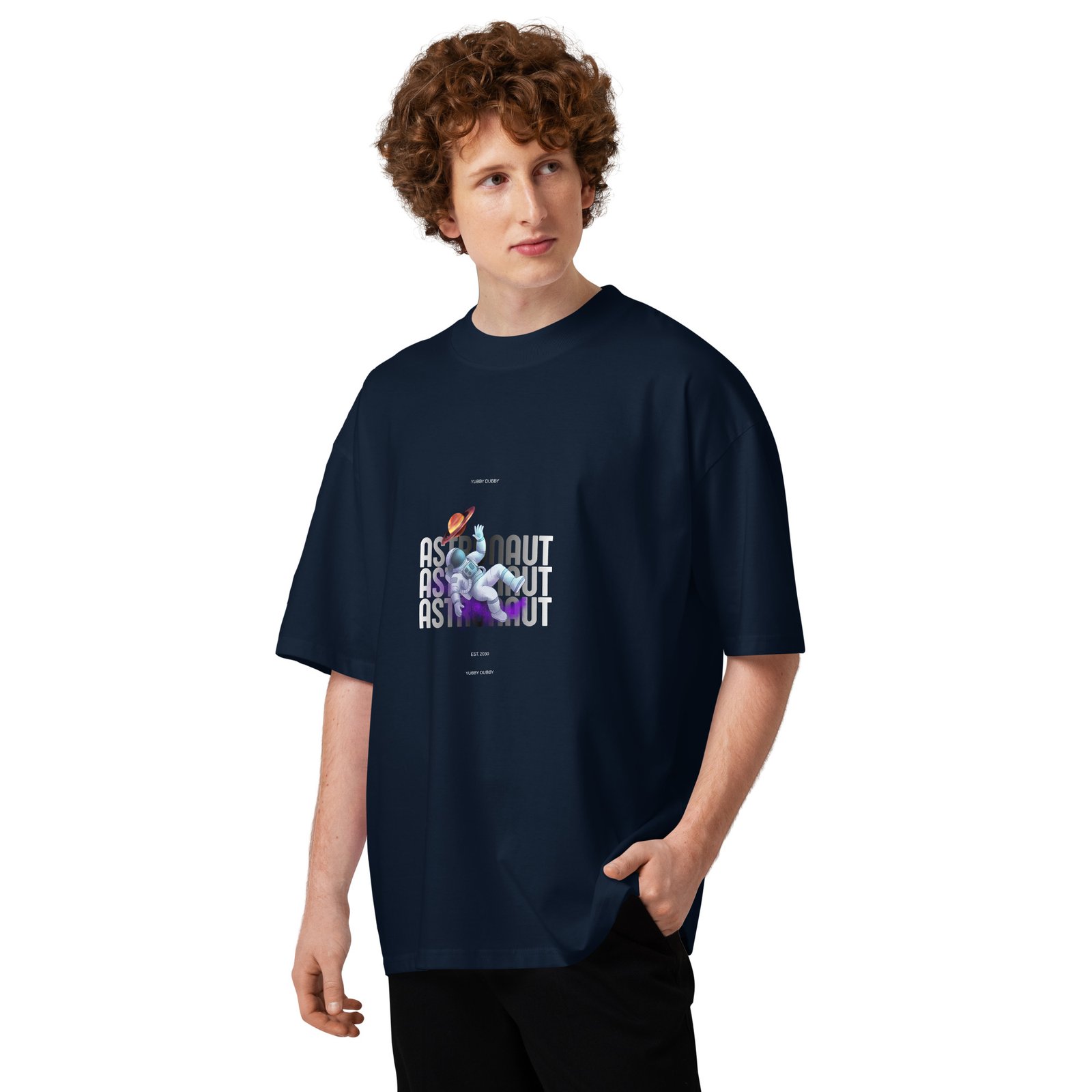 Astronaut Unisex organic oversized high neck t-shirt - Image 14