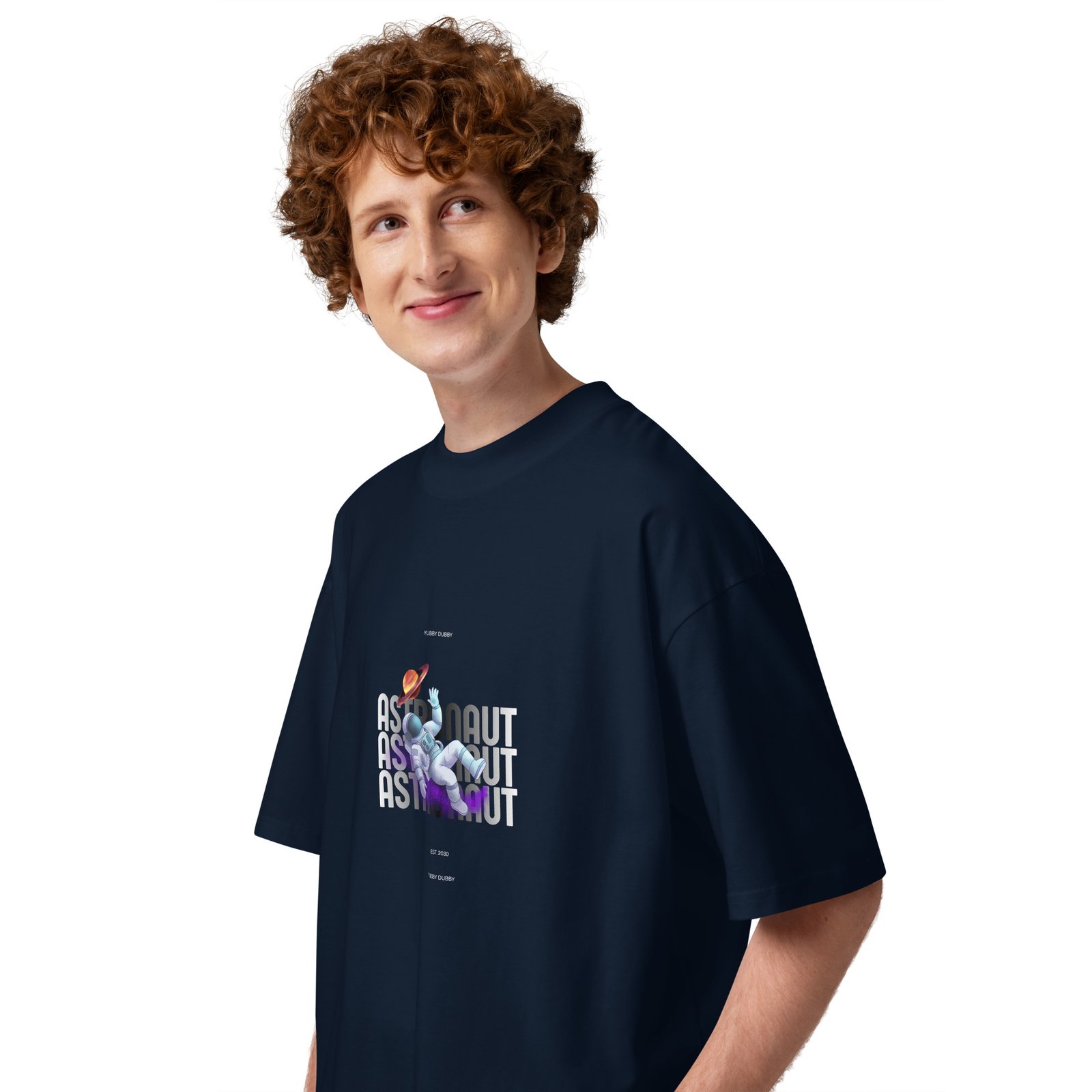 Astronaut Unisex organic oversized high neck t-shirt - Image 19