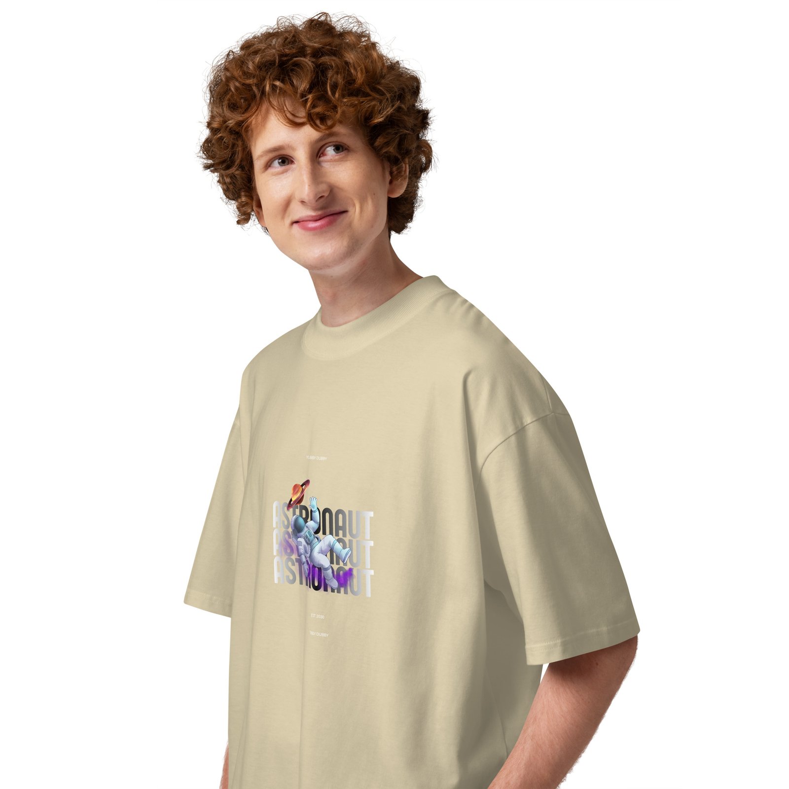 Astronaut Unisex organic oversized high neck t-shirt - Image 21